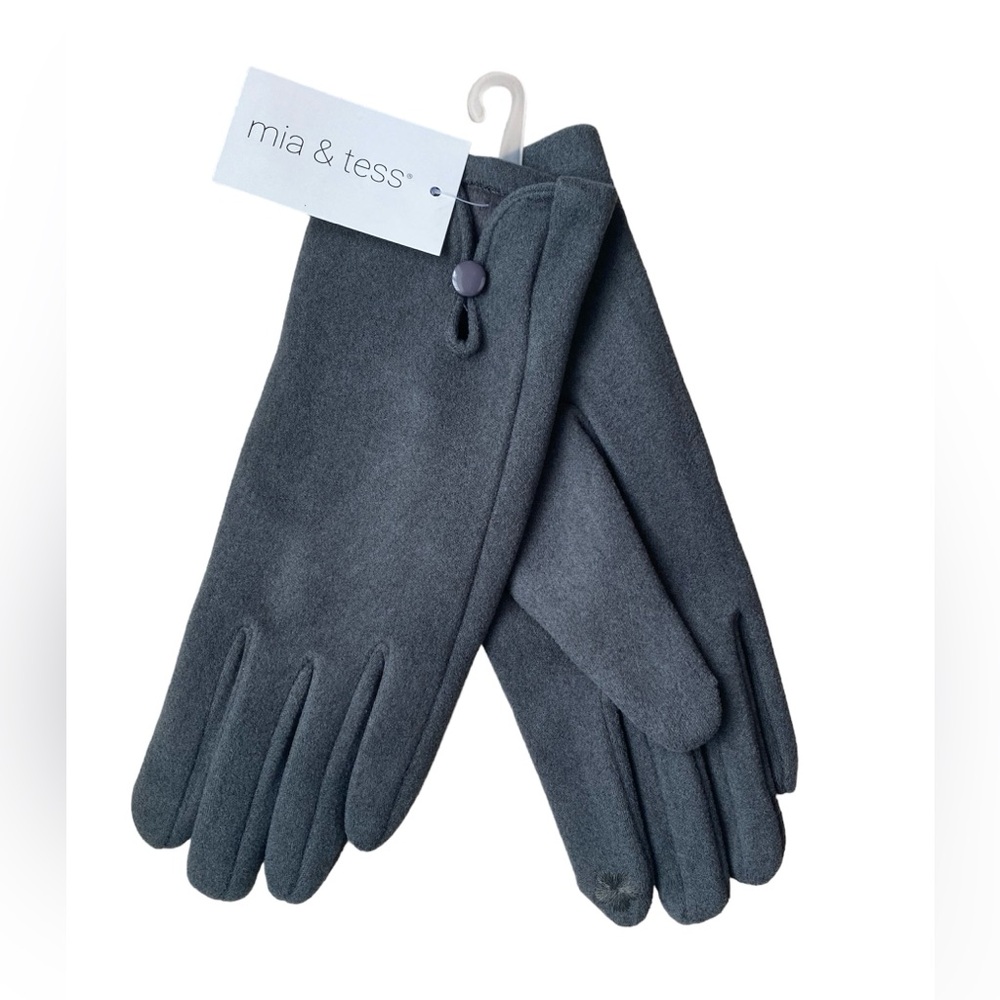 🩶 Mia & Tess NWT Ladies Dark Gray Gloves. One size. Soft! 🩶